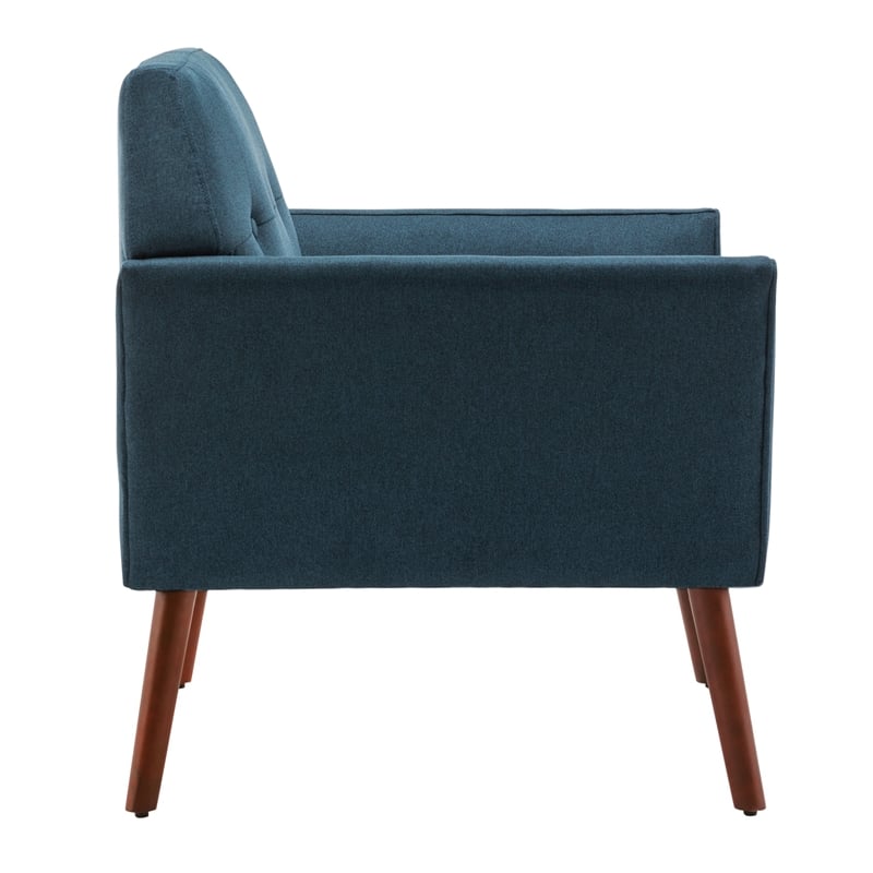 Take a Seat Andy Accent Chair in Blue Fabric with Solid Wood Legs