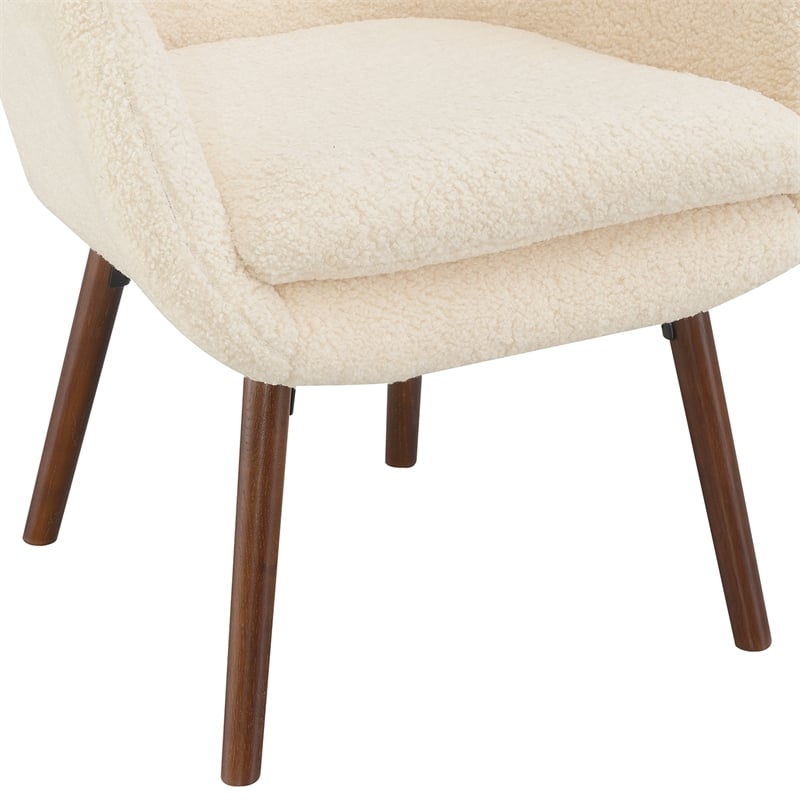 Convenience Concepts Take a Seat Charlotte Sherpa Accent Chair in Ivory Fabric