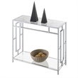 Town Square Chrome Metal Faux Marble Glass Hall Table with Shelf