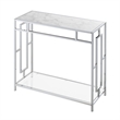 Town Square Chrome Metal Faux Marble Glass Hall Table with Shelf
