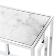 Town Square Chrome Metal Faux Marble Glass Hall Table with Shelf