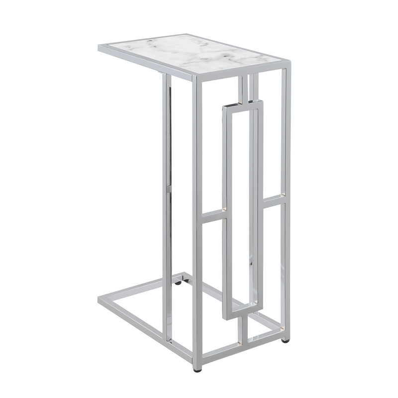Convenience Concepts Town Square Chrome Metal Faux Marble C End Table