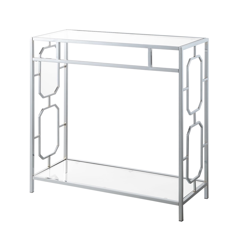 Convenience Concepts Omega Chrome Metal and Glass Hall Table with Shelf