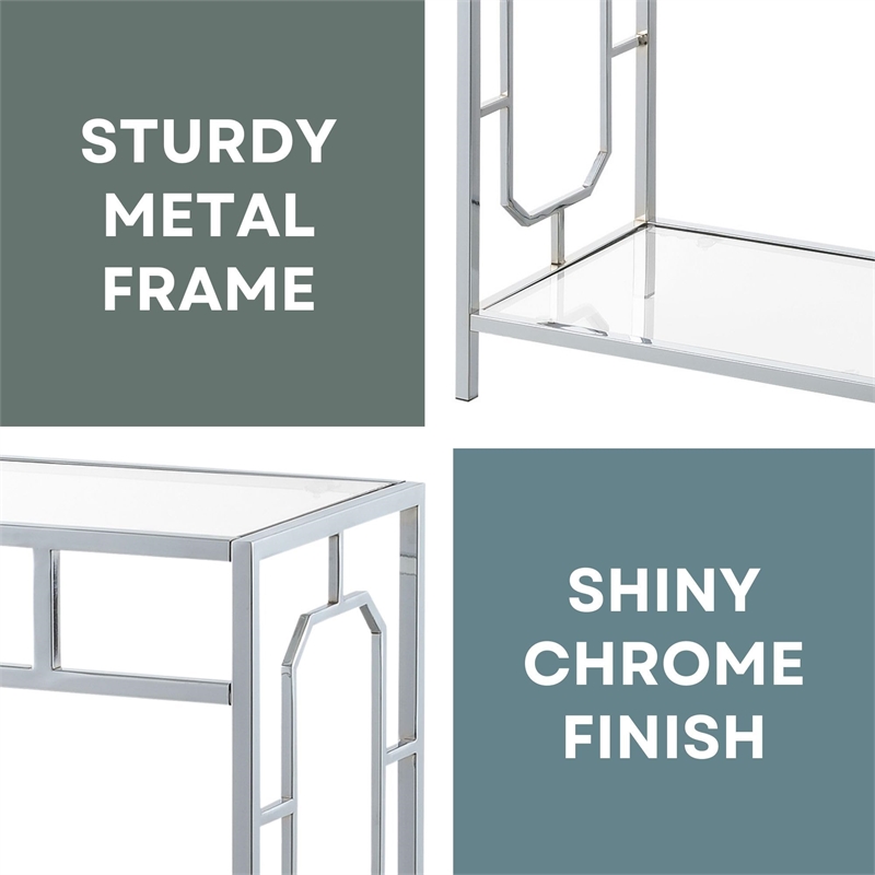 Convenience Concepts Omega Chrome Metal and Glass Hall Table with Shelf