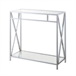 Convenience Concepts Oxford Chrome Metal Glass Hall Table with Shelf