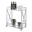 Convenience Concepts Oxford Chrome Metal Glass Bar Cart with Shelf
