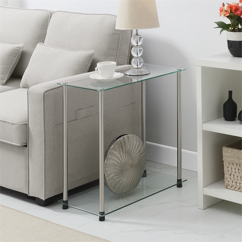 Convenience Concepts Designs2Go Classic Clear Glass Two-Tier Chairside End Table