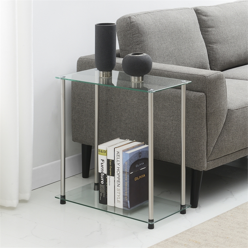 Convenience Concepts Designs2Go Classic Clear Glass Two-Tier Chairside End Table