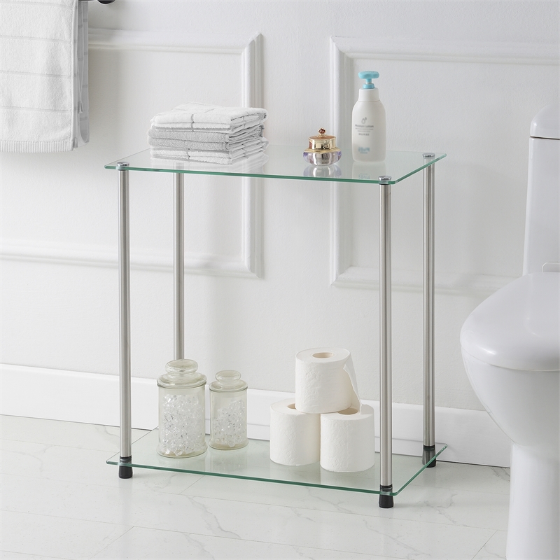 Convenience Concepts Designs2Go Classic Clear Glass Two-Tier Chairside End Table
