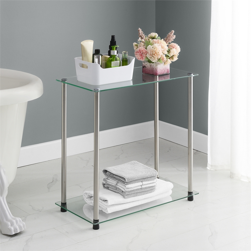 Convenience Concepts Designs2Go Classic Clear Glass Two-Tier Chairside End Table