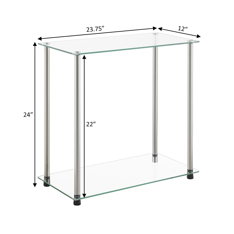 Convenience Concepts Designs2Go Classic Clear Glass Two-Tier Chairside End Table