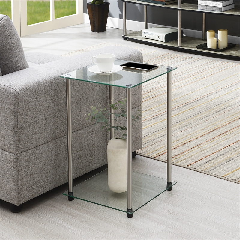 Designs2Go Classic Glass 2 Tier Square End Table