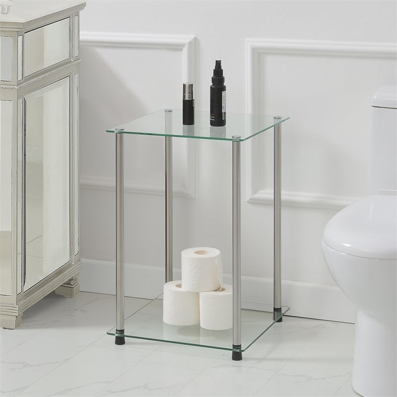 Designs2Go Classic Glass 2 Tier Square End Table