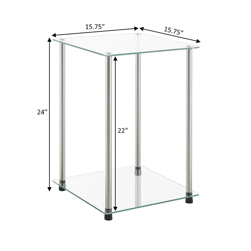 Designs2Go Classic Glass 2 Tier Square End Table