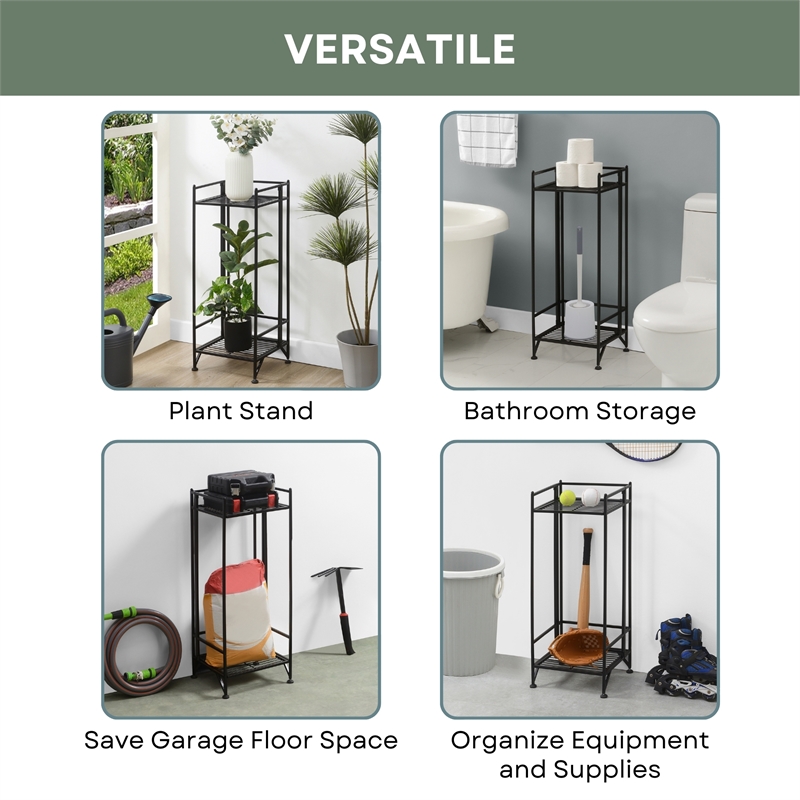 Convenience Concepts Xtra Storage 2 Tier Tall Folding Metal Plant Stand