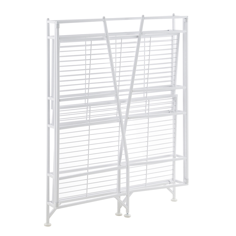 Convenience Concepts Xtra Storage Three-Tier Ladder Folding White Metal Shelf