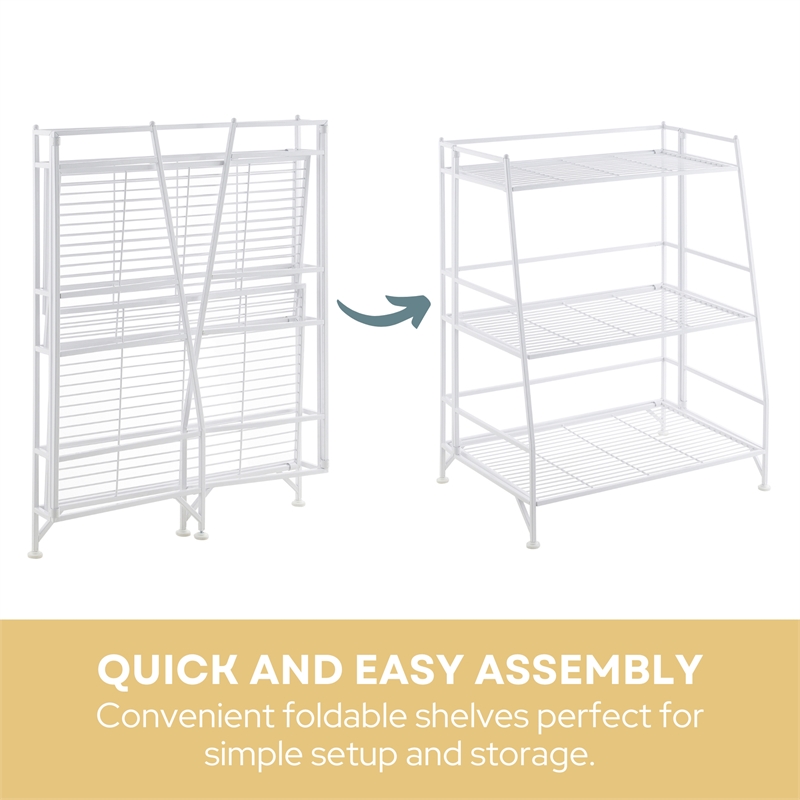 Convenience Concepts Xtra Storage Three-Tier Ladder Folding White Metal Shelf