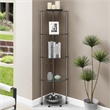 Designs2Go Classic Clear Glass Five-Tier Corner Tower with Stainless Steel Legs