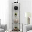 Designs2Go Classic Clear Glass Five-Tier Corner Tower with Stainless Steel Legs
