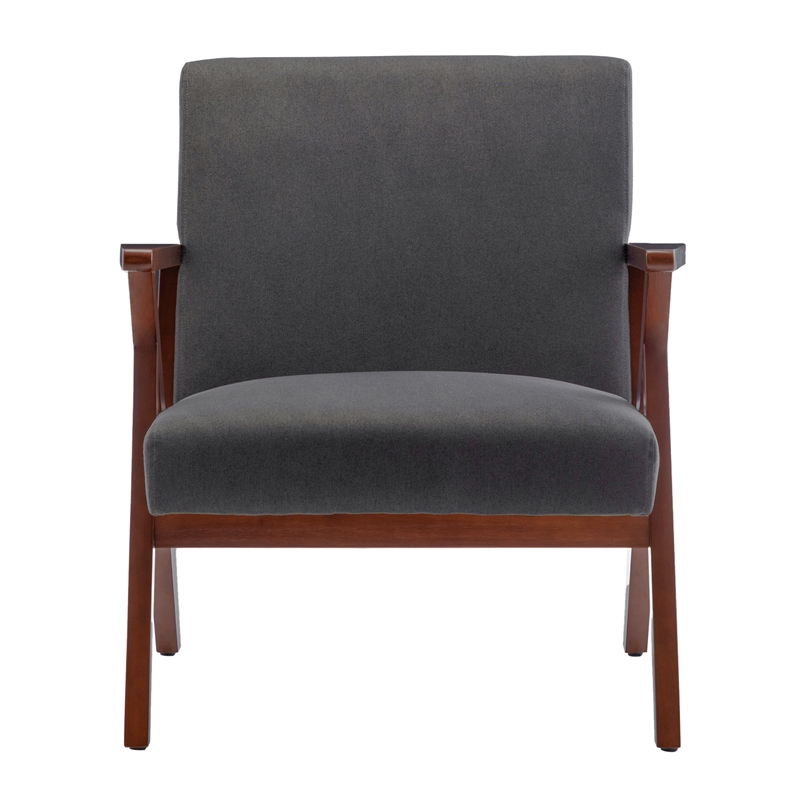 Take a Seat Cliff Mid-Century Accent Lounge Armchair w/Ottoman in Gray Fabric