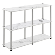 Designs2Go No-Tools Console Table with Shelves in White Faux Marble Wood Finish