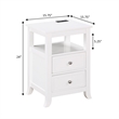 Melbourne Two-Drawer End Table with Charging Station and Shelf in White Wood