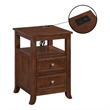 Melbourne Two-Drawer End Table with Charging Station and Shelf in Espresso Wood