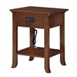 American Heritage Logan End Table with Charging Station in Espresso Wood Finish