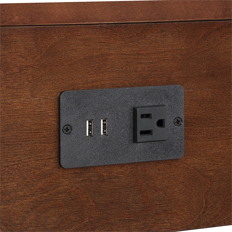 American Heritage Logan End Table with Charging Station in Espresso Wood Finish