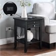 American Heritage Logan End Table with Charging Station in Black Wood Finish