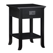 American Heritage Logan End Table with Charging Station in Black Wood Finish