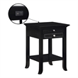 American Heritage Logan End Table with Charging Station in Black Wood Finish