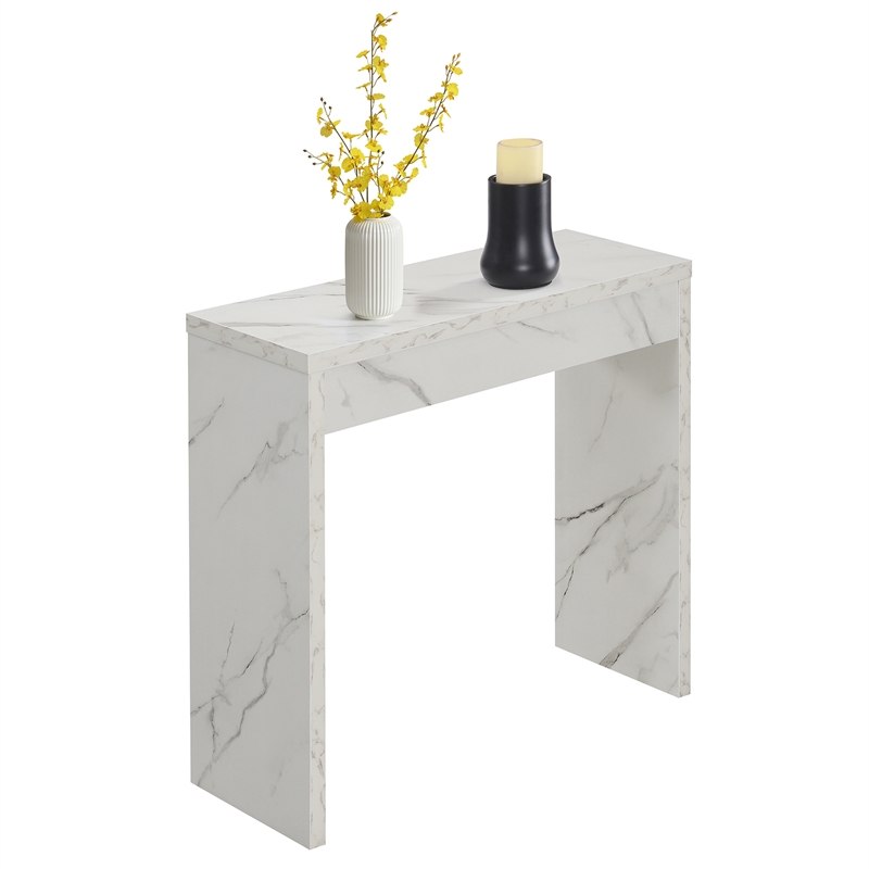 Convenience Concepts Northfield Wood Entryway Hall Table in White Marble
