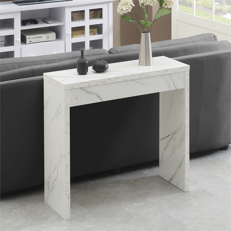 Convenience Concepts Northfield Wood Entryway Hall Table in White Marble
