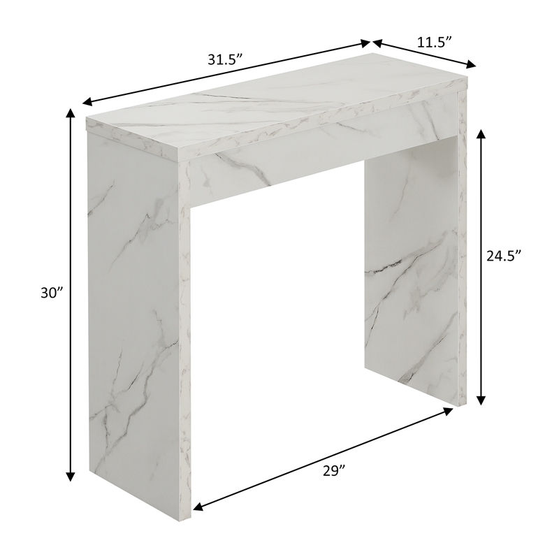 Convenience Concepts Northfield Wood Entryway Hall Table in White Marble