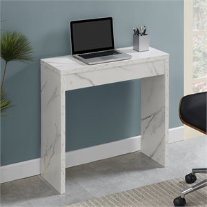 Convenience Concepts Northfield Wood Entryway Hall Table in White Marble