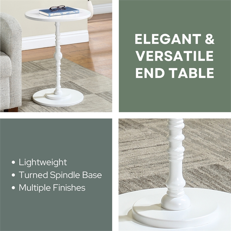 Classic Accents Sanibel Beach Spindle Table in White Wood Finish