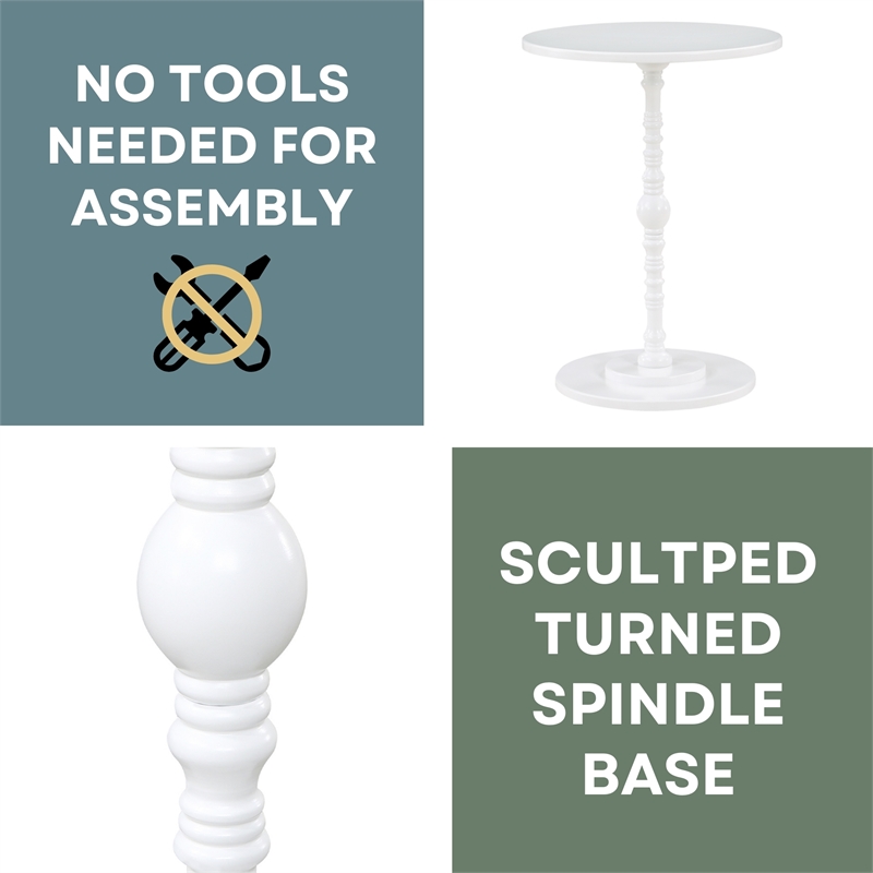 Classic Accents Sanibel Beach Spindle Table in White Wood Finish