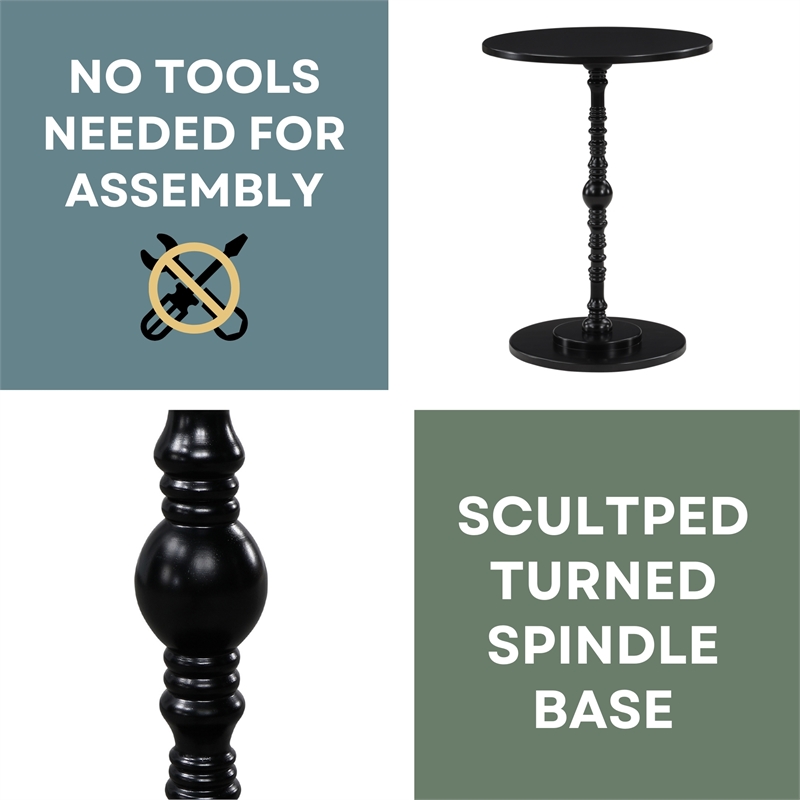 Classic Accents Sanibel Beach Spindle Table in Black Wood Finish