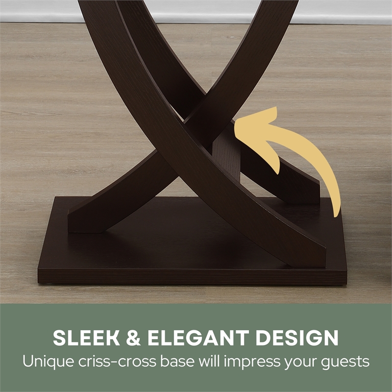 newport criss-cross chairside end table in espresso wood finish