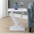 Newport Criss-Cross Chairside End Table in White Wood Finish