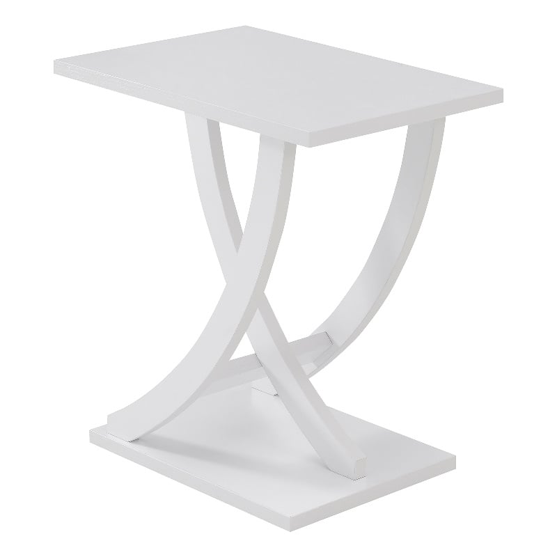 Newport Criss-Cross Chairside End Table in White Wood Finish