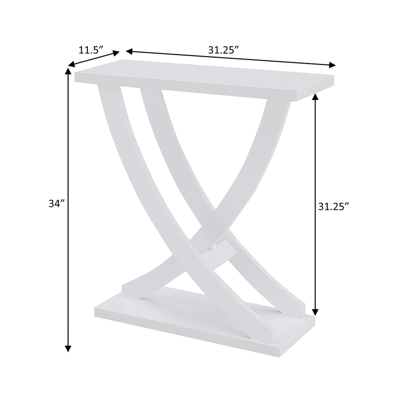Convenience Concepts Newport Criss-Cross Console Table in White Wood Finish