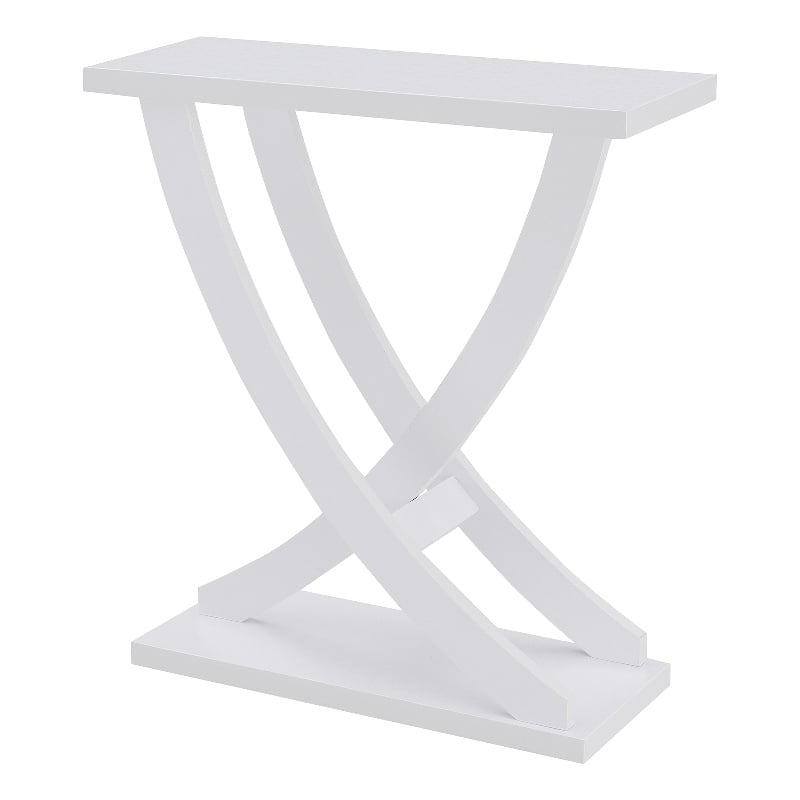 Convenience Concepts Newport Criss-Cross Console Table in White Wood Finish
