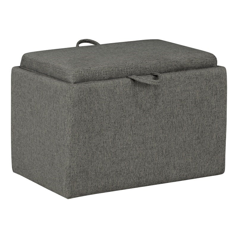 Designs4Comfort Accent Storage Ottoman with Reversible Tray in Gray Fabric