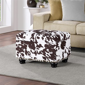 Designs4Comfort 5th Avenue Storage Ottoman in Brown Cowhide Fabric