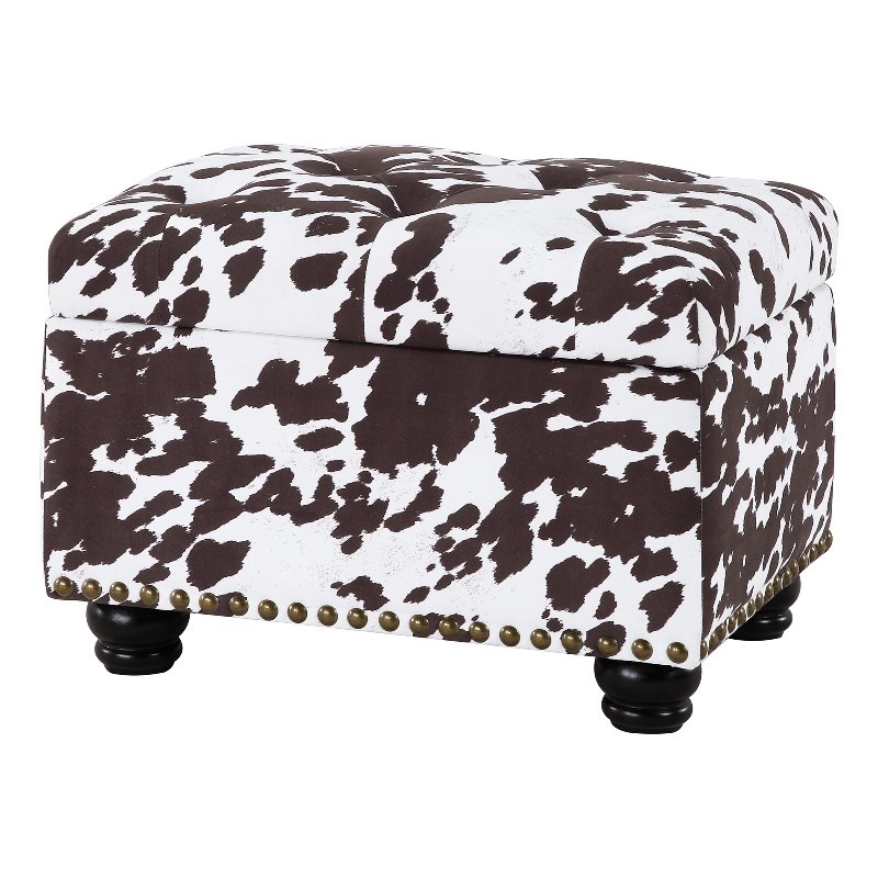 Designs4Comfort 5th Avenue Storage Ottoman in Brown Cowhide Fabric