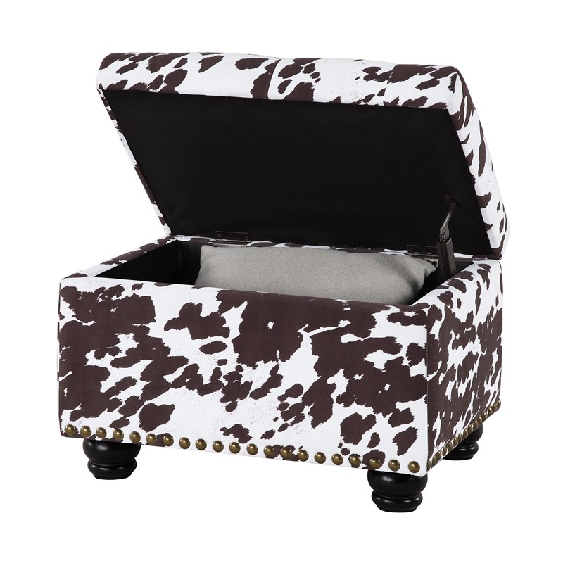 Designs4Comfort 5th Avenue Storage Ottoman in Brown Cowhide Fabric