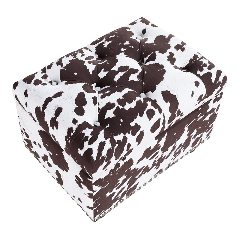 Designs4Comfort 5th Avenue Storage Ottoman in Brown Cowhide Fabric