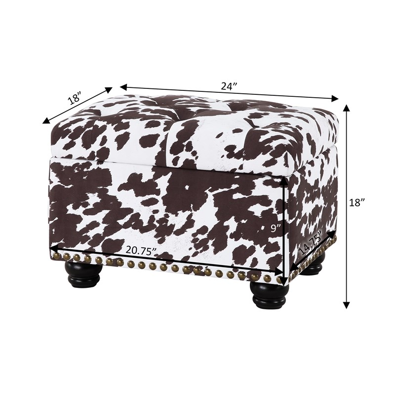 Designs4Comfort 5th Avenue Storage Ottoman in Brown Cowhide Fabric
